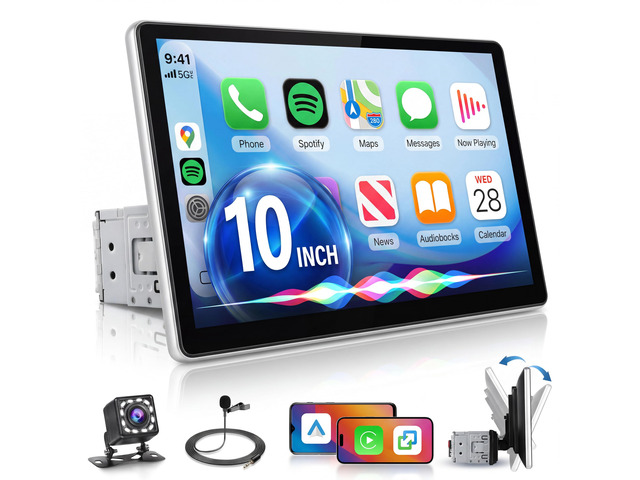 10.1 inch Single Din Car Stereo Radio CarPlay Android Auto Mirror Link, Detachable IPS Touch Screen Car Radio with Bluetooth FM/EQ/USB/SWC/MIC Car...