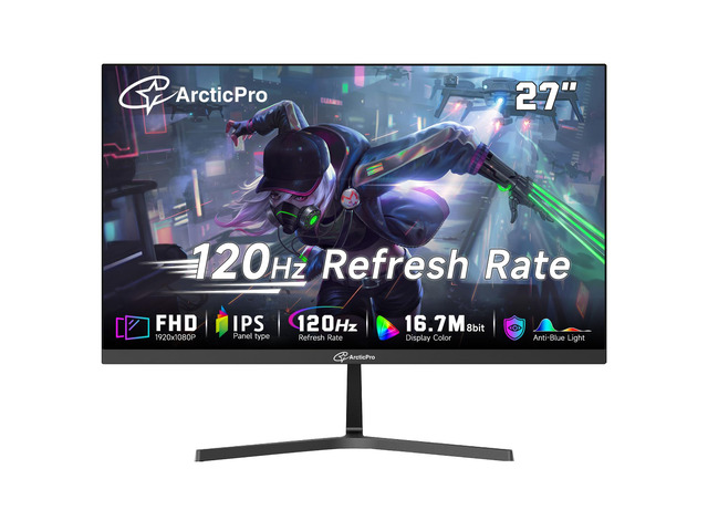 27 inch Monitor 120Hz, FHD 1080p, Computer Monitor, IPS, 99% sRGB, 1ms Response Time, 3-Sided Frameless, Ultra Slim, VESA Mountable, Anti-Blue...