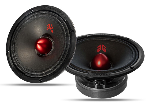 MX80E2 Loudspeaker 8 Inch Midrange 640 Watts 4 Ohms Red Bullet, Premium Quality Audio Door Speakers for Car or Truck Stereo Sound System, Black (2...