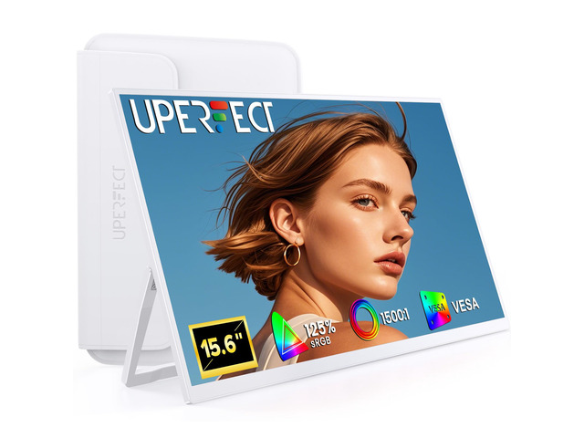 Portable Monitor 15.6', 125% sRGB 1080P Laptop Monitor, Ultra-Slim White Display, USB-C & MINI HDMI, 350 Nits, VESA & Case, Travel Small Second...