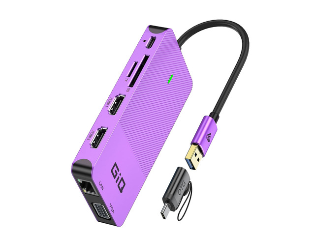 USB Docking Station USB C HUB USB 3.0 to Dual HDMI VGA Adapter Triple Display USB C Laptop Docking Station Dual Monitor HDMI Splitter Extender...