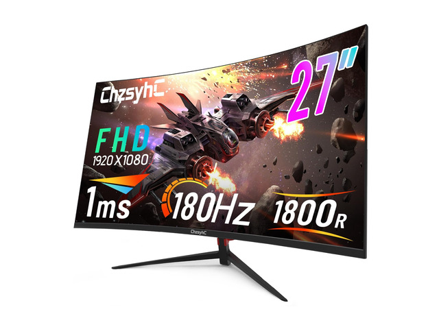 27 Inch Curved 180Hz Gaming Monitor, 1800R Curved Gaming Monitor 1ms MPRT, FHD(1920×1080P), Freesync, HDMI2.0,DP1.4, VESA Mountable(DP & HDMI Cable...