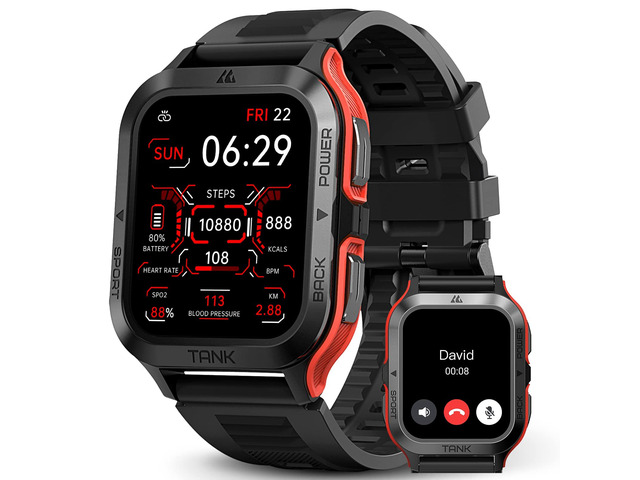 Smart Watch, 60 Days Extra-Long Battery, 50M Waterproof, Rugged Military Bluetooth Call(Answer/Dial Calls), 1.85' Ultra Large HD Display, AI Voice...