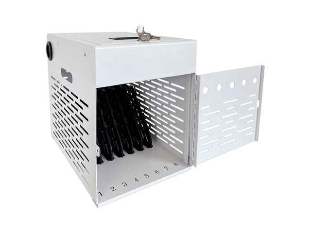 8-Device Tablet & Laptop Charging Cabinet, Lockable Steel Charging Station for Chromebooks, iPads & Devices Up to 14', Fully Assembled Storage...