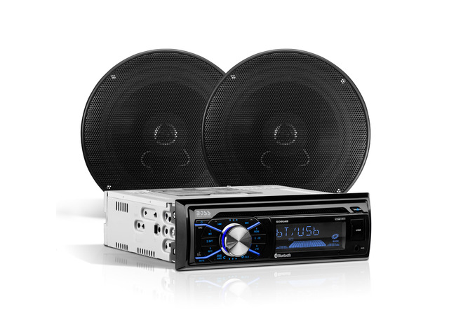 656BCK Car Stereo Package - Single Din, Bluetooth, CD MP3 USB AM FM Radio, 6.5 Inch 2 Way Full Range Speakers, Black