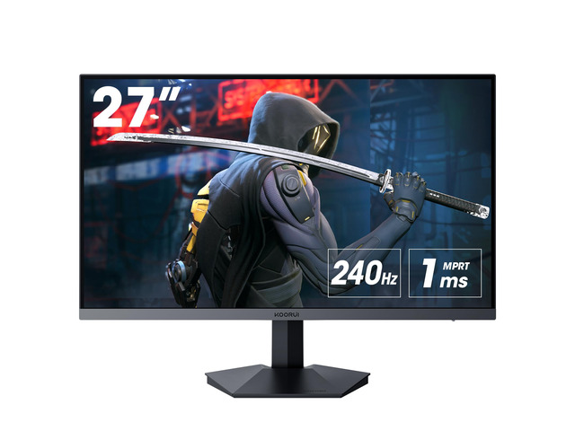 27 Inch Gaming Monitor 240hz, 1ms, FHD 1920x1080, 90% DCI-P3, 100% sRGB Color Gamut, Adaptive Sync Compatible, HDMI, DisplayPort, Black, GN02