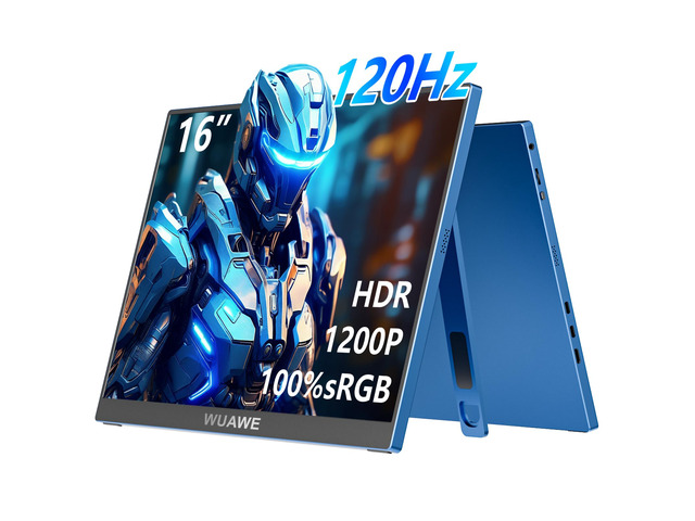 16' 1200P 120Hz Portable Monitor for Laptop, 100% sRGB Portable Laptop Monitor with Built-in Stand, HDR and Freensync, External USB C Monitor for...