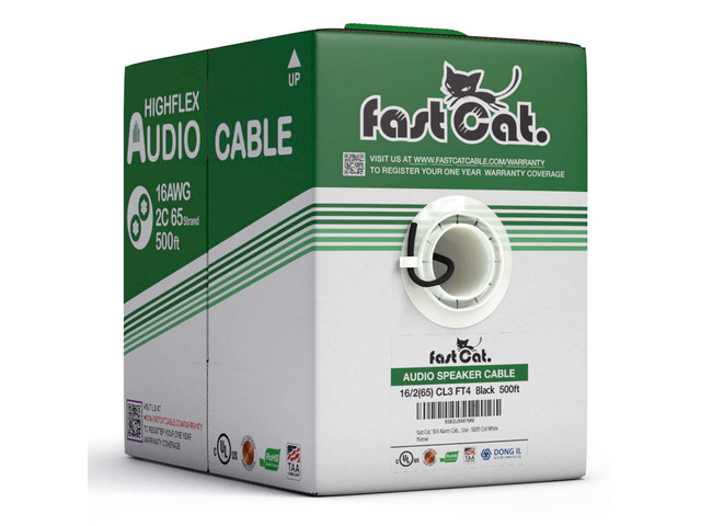 Speaker Wire 16 Guage 2C, UL Listed & CMR/CL3R-FT4 Rated - Speaker Cable w/PVC Jacket, 100% Oxygen-Free Pure Bare Copper - (65) HighFlex 16 Guage...