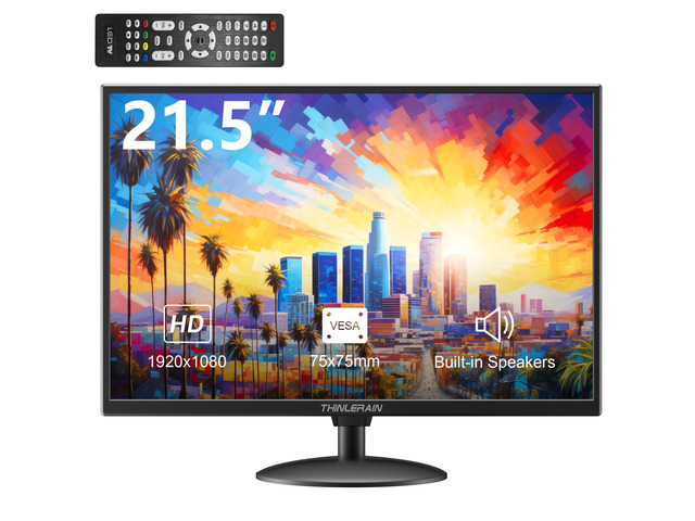 21.5 inch Computer Monitor 1920x1080 PC Monitor with HDMI VGA AV BNC USB Ports, 60Hz, 5Ms, VESA, Display Build-in Speakers for Office Home