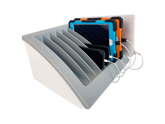8-Device Laptop & Tablet Charging Station for Classroom, Office & Library, Chromebook & iPad Charging Rack with Surge Protection, Cable Management...