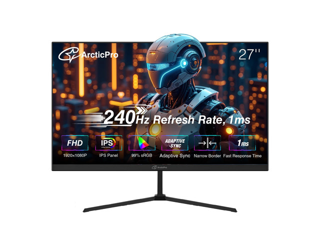 27 Inch Gaming Monitor, 240Hz Monitor, FHD, IPS, Adaptive Sync 1080p, 1ms, 3-Sided Frameless PC Monitor, Ultra Slim, 120% sRGB, Bluelight Filter,...
