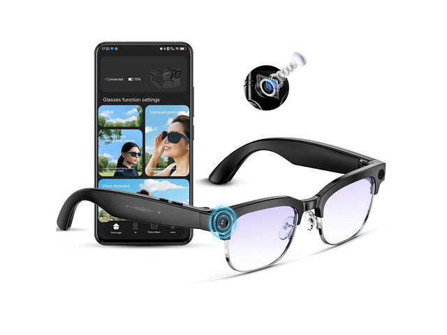 AI Smart Glasses 4K HD Camera, BT Call, 800W Anti-Shake Camera Glasses with Video Recording Dual Mic, Simultaneous Interpretation/GPT Identify...