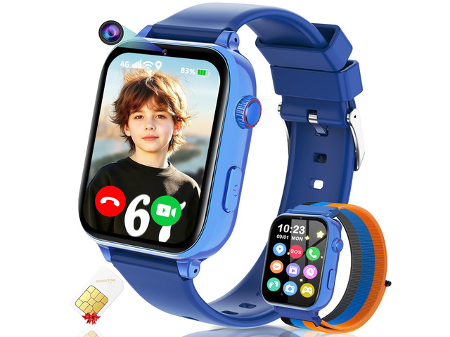 4G Kids Smart Watch for Boys Girls GPS Tracker, Children Watches Phone Call Smartwatch Phone Gifts for Teens Toddler Ages 4-12 Years with SIM Card...