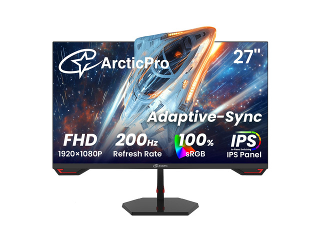 27inch Gaming Monitor 200Hz 180Hz, IPS, FHD 1080p, 1ms Response Time, Adaptive sync, PC Computer Monitor, 3-Sided Frameless, Ultra Slim, Bluelight...