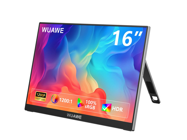 16' Portable Monitor for Laptop, 1920x1200P Plug & Play USB-C HDMI, IPS HDR Freesync Gaming Monitor, External Monitor for PC Mac Phone PS5...