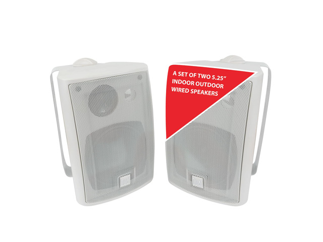 LU53PW 5.25' 3-Way High Performance Outdoor Indoor Wired Speakers Effortless Set Up Home, Pool, Patio, Garage Use Weather Resistant ...
