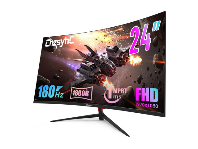 24 Inch Curved 180Hz Gaming Monitor, 1800R Curved Gaming Monitor, 1ms MPRT, FHD(1920×1080P), Freesync, HDMI2.0,DP1.4, VESA Mountable(HDMI Cable Incl.)