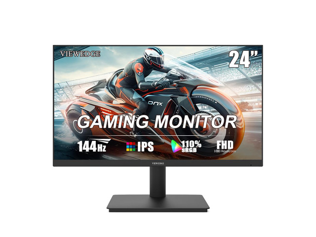 Gaming Monitor 24 Inch FHD 144hz, IPS 1ms 1080p Computer Monitor with 110% sRGB, Bluelight Filter, HDMI & VGA Port, Support Wall Mount