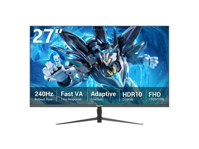 27 Inch Gaming Monitor, 240Hz Refresh Rate, FHD 1920x1080, Fast 1ms Response Time, Metal Stand, VESA 100x100, for Esports, FPS, and Competitive Gamers