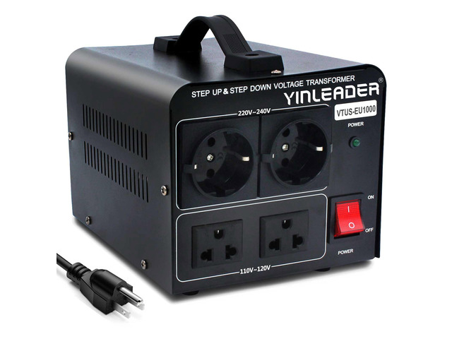 1000W 110V to 220V EU Voltage Converter Transformer Step Up/Down Converter 110/120 Volt - 220/230/240 Volt w/US Power Cord(NO 220V Power Cord)