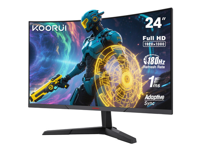 24 Inch Curved Gaming Monitor 180Hz 1ms,FHD 1080p 1500R Curved Display with Adaptive Sync,99% sRGB,HDR10,Eye Care,VESA Compatible,HDMI2.0X2...