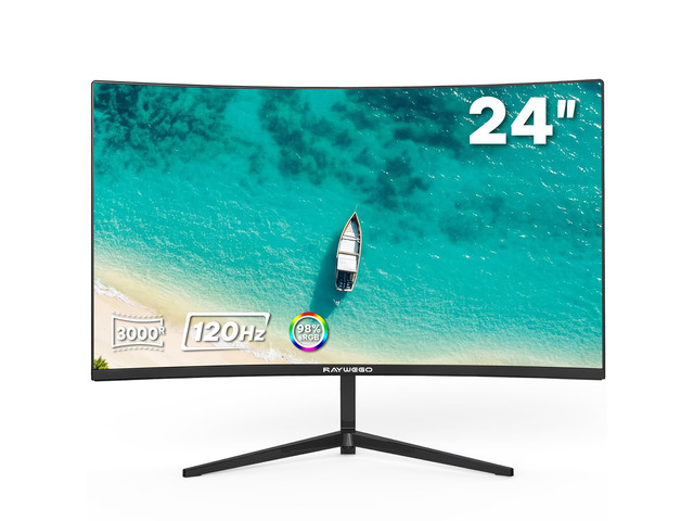 24 inch Curved Monitor 120Hz 1ms, Computer Gaming Monitor FHD 1920×1080P,3000:1 Contrast Ratio, with FreeSync & Eye-Care Technology, HDMI×1,VGA×1...