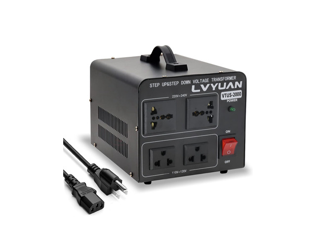 Voltage Transformer Converter 2000 Watt Step Up/Down Convert from 110-120 Volt to 220-240 Volt and from 220-240 Volt to 110-120 Volt with 2 US...