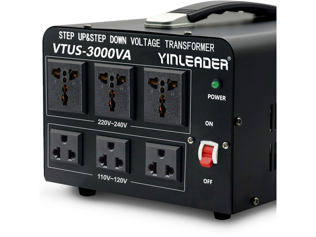 3000W Step Up/Down 110V220V Voltage Converter Transformer Equipped with Standard US Power Cord for Cross-Country Appliance Use,Built-in Resettable...