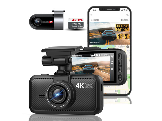 Dash Cam Front Rear, 4K Front + 4K Rear Full HD Dash Camera for Cars Built-in Wi-Fi Bluetooth GPS with 64GB SD Card, 3.0 IPS Screen with App...