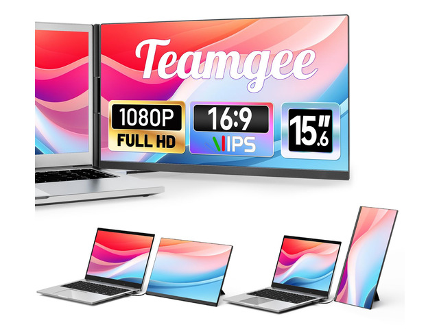 15.6' Laptop Screen Extender, Slim & Lightweight Portable Monitor for Laptop, Full HD IPS, 360° Rotating Stand, Detachable, USB-C Plug & Play, RGB...