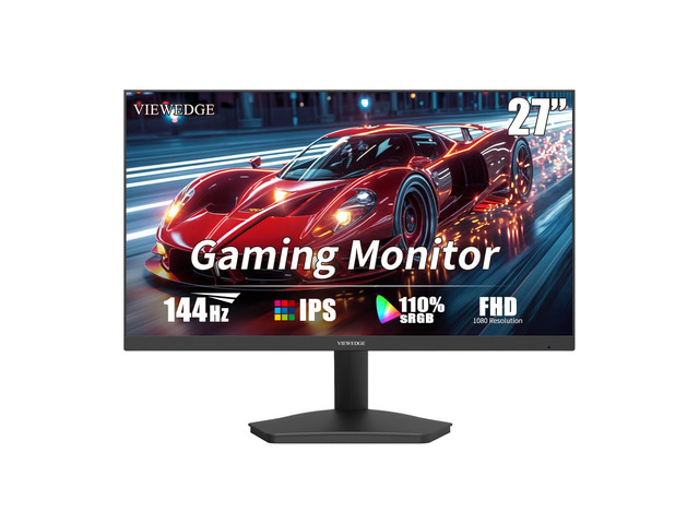 Gaming Monitor 27 Inch FHD 144hz, 1ms IPS 1080p Computer Monitor with 110% sRGB, Bluelight Filter, HDMI & VGA Port, Support Freesync and Wall Mount