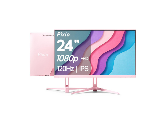 PX246 Wave Pink 24 inch 120Hz Refresh Rate FHD 1080p Resolution IPS Panel 4ms GTG Response Time Gaming Monitor with Adaptive Sync
