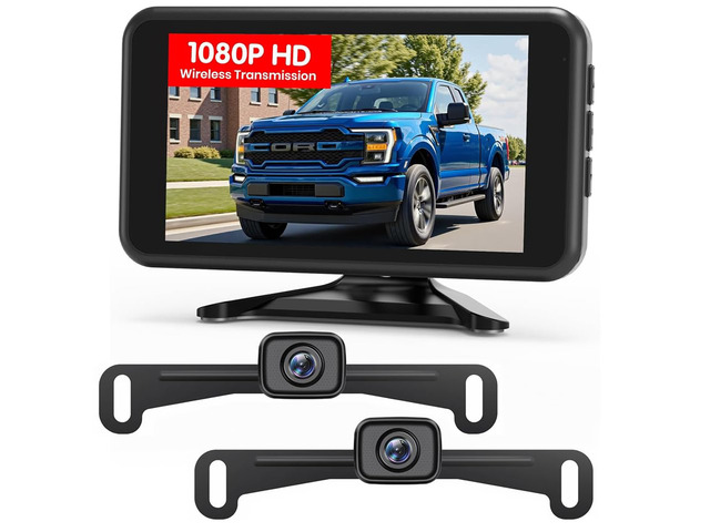 Wireless Backup Camera:1080P HD Dual-Channel Monitor, Easy Installation,Stable Digital Transmission Signal,IP69K Waterproof Night Vision Back Up...