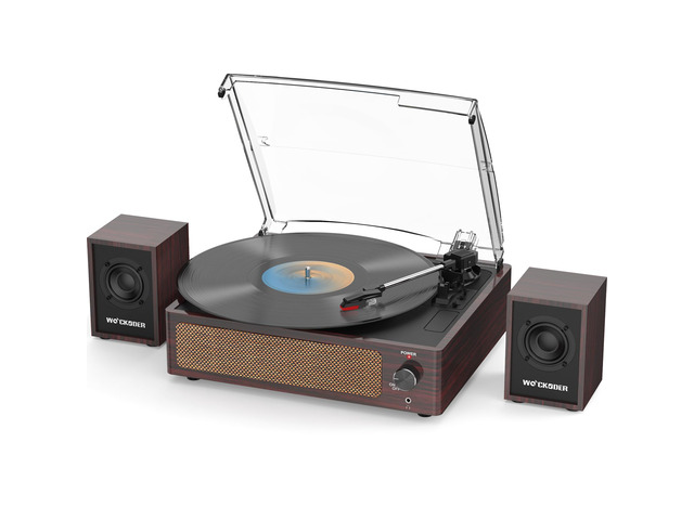 Record Player with External Bookshelf Speakers Belt-Drive Vintage Turntable for Vinyl Records Passive Dual Stereo Speakers LP Players 3 Speed...