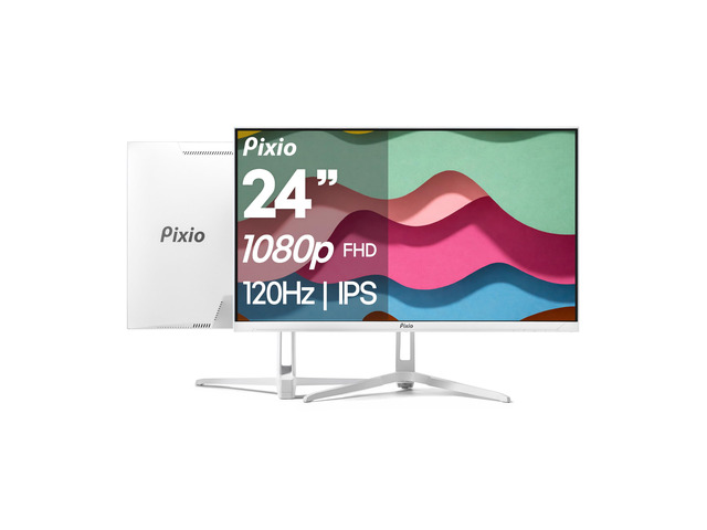 PX246 Wave White 24 inch 120Hz Refresh Rate FHD 1080p Resolution IPS Panel 4ms GTG Response Time Gaming Monitor with Adaptive Sync