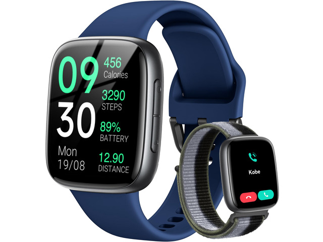 Smart Watch, 1.85' AMOLED Fitness Tracker with Bluetooth Call, Heart Rate/Sleep/SPO Monitor, 100+ Sports Modes, 3ATM Waterproof Smartwatch for...