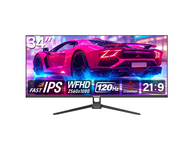 Gaming Monitor 34 inch IPS 120Hz, Ultrawide PC Screen 2560Ã—1080P Ultra-Thin Zero Frame Computer Display for Home Office Business, DP, HDMI,...