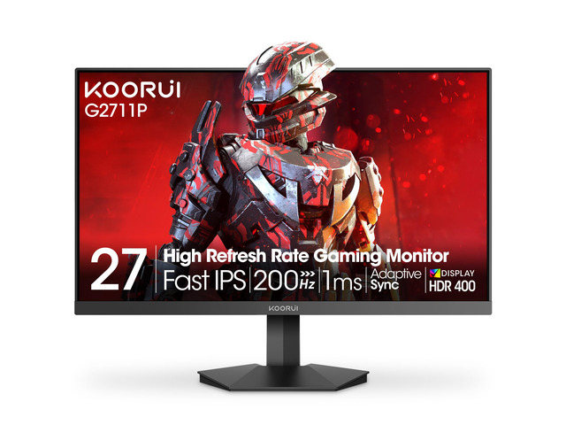 27 Inch Gaming Monitor 200Hz FHD (1920x1080) HDR400, 1ms Fast IPS, 90% DCI-P3, Adaptive-Sync, HDMI 2.0, DP 1.4, VESA Mount, Tilt Adjustable, G2711P
