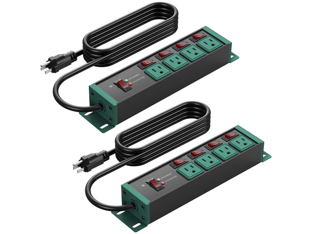 2PCS Heavy Duty Power Strip Surge Protector 20 AMP Individual Switches. 12 Gauge Extension Cord with Multiple Outlets. Garage, Shop, Industrial...