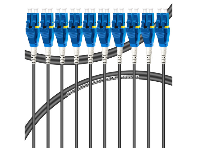 10-Pack - 2m Uniboot LC to LC Armored Fiber Patch Cable, Singlemode 9/125um Fiber Optic Cable Jumper Optical Patch Cord, Duplex, (OS1/OS2...