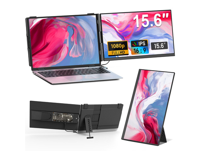 Laptop Screen Extender - 15.6' FHD 1080P Portable Monitor for Laptop, Detachable & Plug and Play Dual Monitor Extender for 13'-17.3' Laptops,...