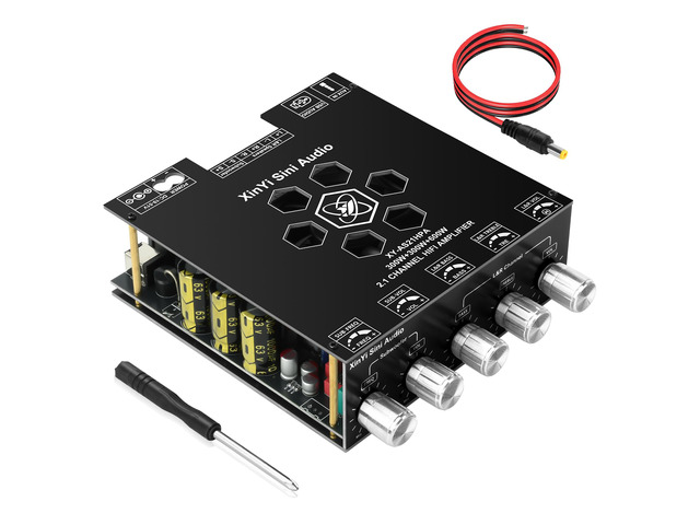 AS21HPA 2.1 Channel Bluetooth Amplifier Board, 300W*2+600W Peak Power Home Audio Amplifier Board, Amp Wide Voltage Input 19-51V,Supports USB/AUX/BT...