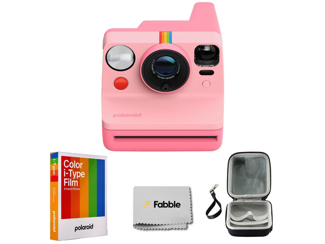 Now Generation 3 I-Type Instant Camera (Pink) Bundle with Color I-Type Film (8 Exposures), Hard Protective Case, and Wrist Strap