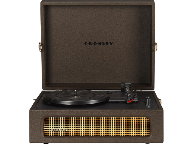 CR8017B-CO Voyager Vintage Portable Vinyl Record Player Turntable with Bluetooth in/Out and Built-in Speakers, Cocoa