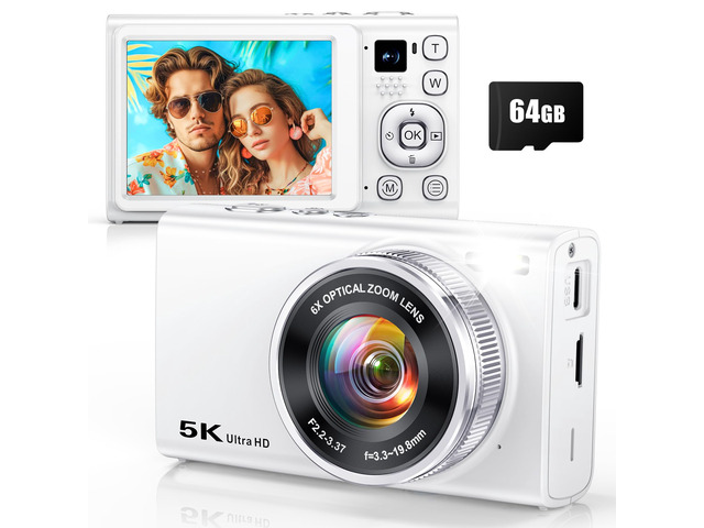5K Digital Camera for Photography with 6X Optical Zoom, 2026 Latest 96MP Autofocus Vlogging Camera for YouTube with Dual Lens, Anti-Shake, Flash,...