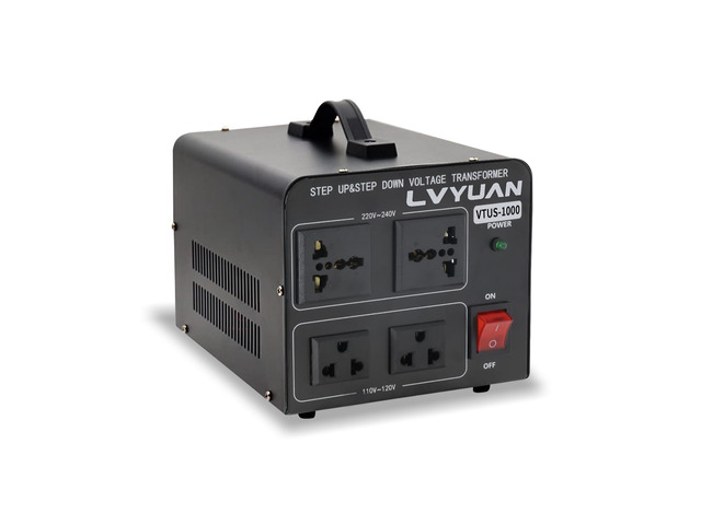 Voltage Converter Transformer 1000 Watt Step Up/Down Convert from 110V-120V to 220V-240Vt and from 220V-240V to 110V-120V with 2 US outlets, 2...