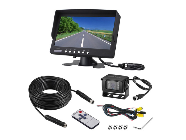 Truck Backup Camera Monitor kit,Heavyduty Vehicle Waterproof Night Vision Wide Angle Rearview Cab Cam+7 inch Screen+66ft Extension Cable for...