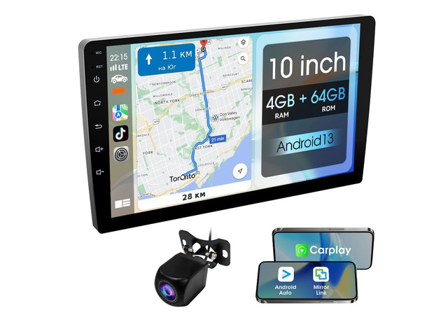 10.1 Inch Carplay Screen for Car,8 cores Radio Screen with Wireless CarPlay and Android Auto,Car Stereo with Mirror Link,Double Din Autoradio with...