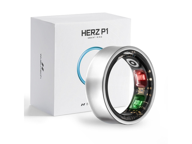 Herz P1 Smart Ring for Women & Men - (Size 6) 24/7 Health Metrics Fitness Ring, Tracks 20+ Biometrics, 6 Day Battery Life, Waterproof Stainless...