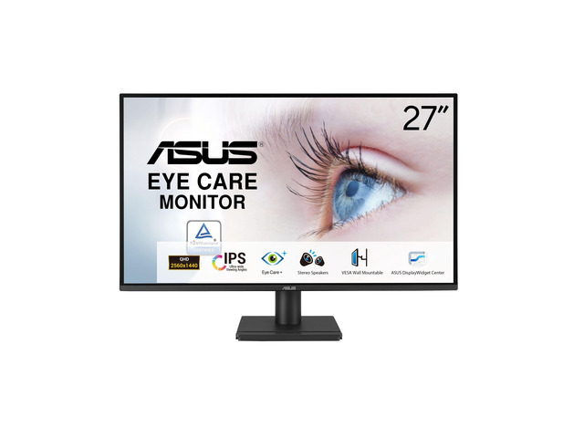 27 1440P Eye Care Monitor (VA27AQ) - IPS, QHD (2560 x 1440), 99% sRGB, Frameless, HDMI, DisplayPort, VGA, 1ms, Speakers, Low Blue Light, Flicker...